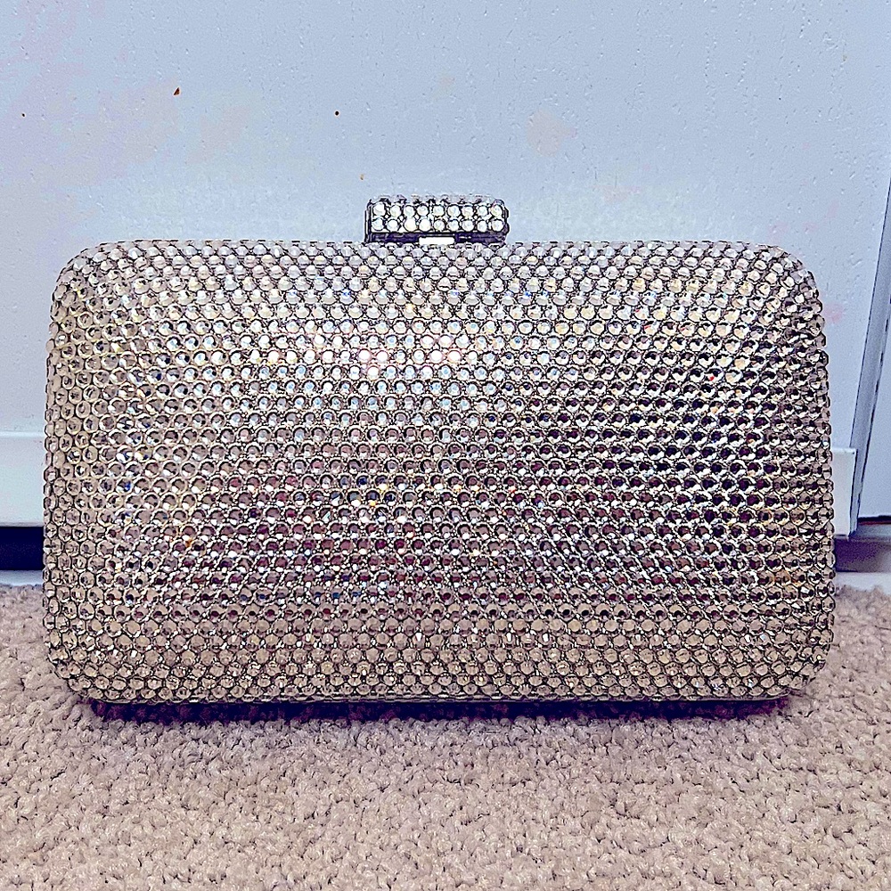 real swarovski prom small satchel jewels bling silver rhinestones